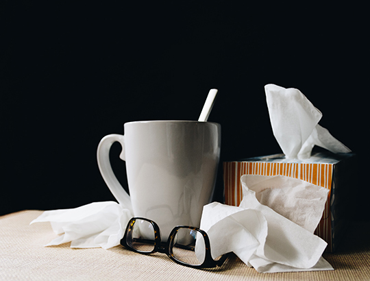 coffee cup with kleenex