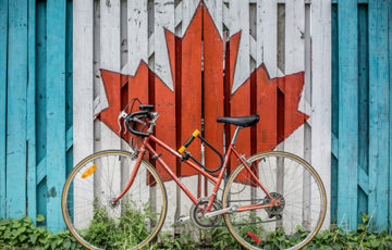 Maple leaf with a bike