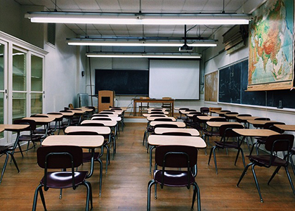 Classroom with desks