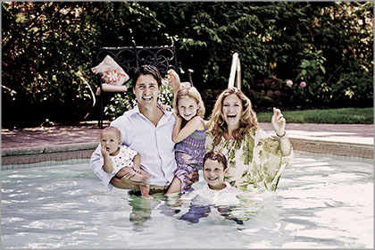 family in the pool