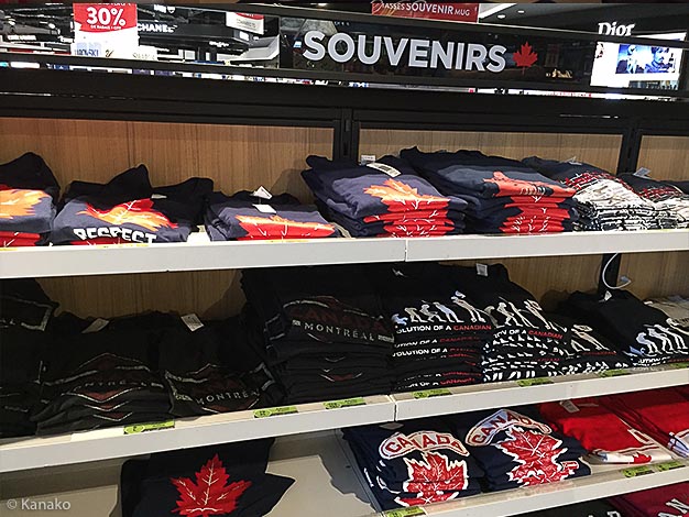 Canadian T-shirts sold at the airport