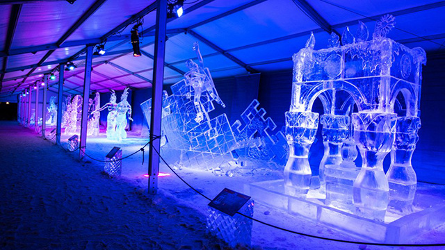 ice sculpture at night