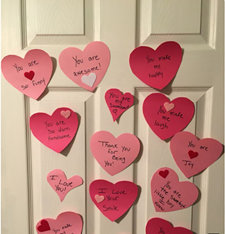 Heart messages on the door