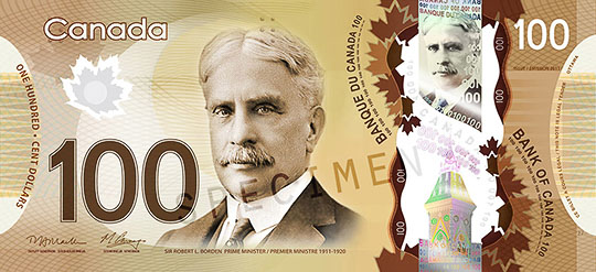 Canadian 100 dollar bill