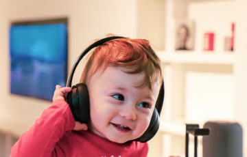 The little boy listening to music