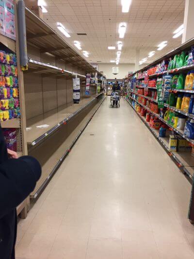 Empty shelves at the supermarket